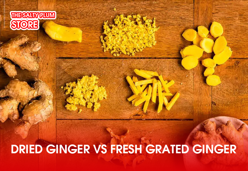 dried ginger and fresh grated ginger.