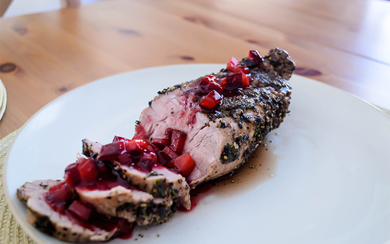 Glazed Pork Tenderloin with Plums