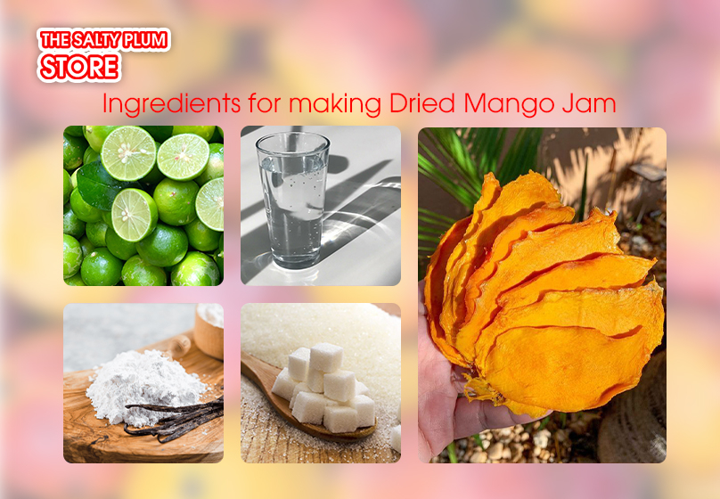 ingredients for making dried mango jam recipe