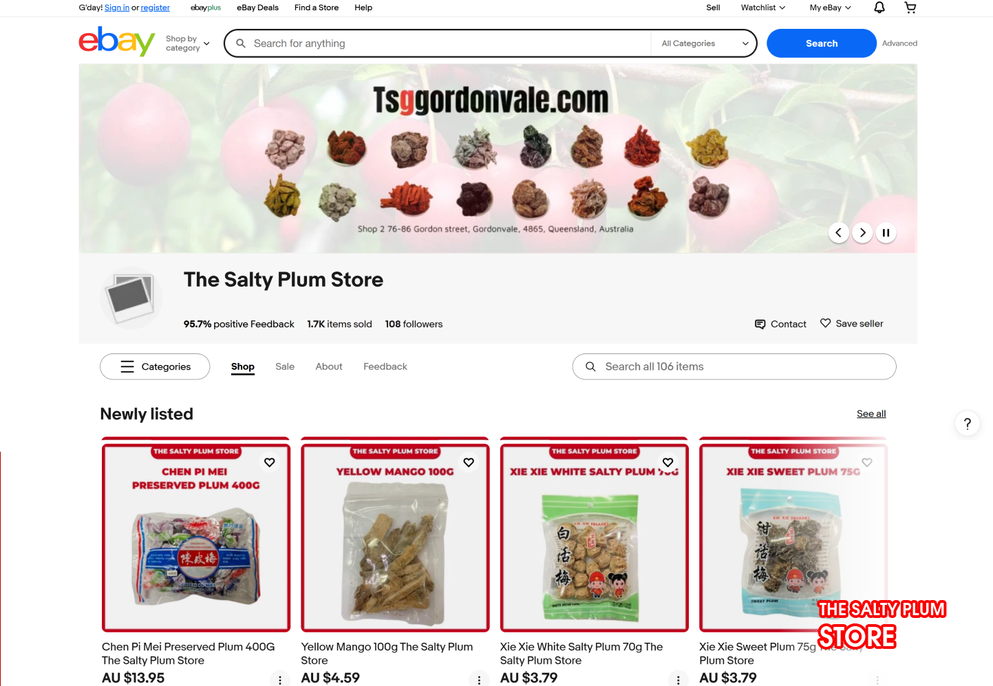 Order Salty Plum on eBay With Delivery to Kalgoorlie