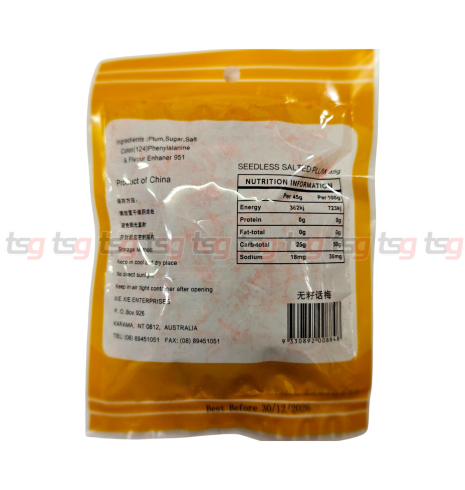 Xie Xie Red Seedless Salty Plum 45g(100)